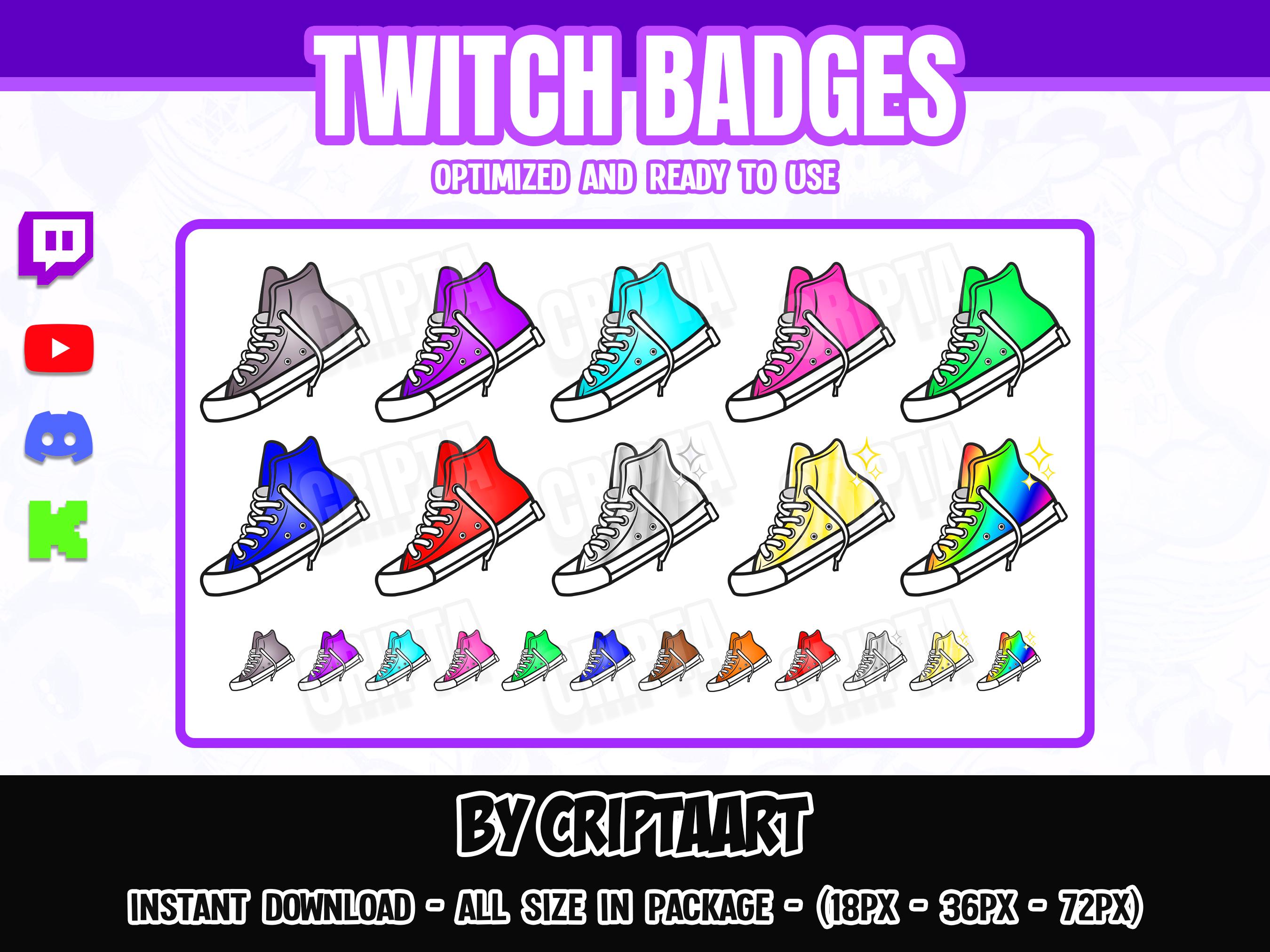 Sneaker Twitch Badges - Retro Streetwear Designs for Streamers, Discord, Kick, YouTube