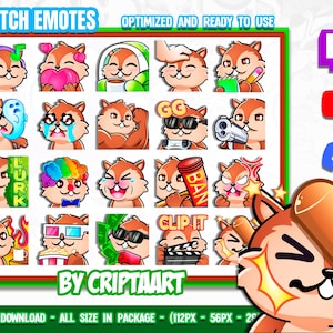 Squirrel Twitch Emotes Mega Pack, Cute Channel Points, Subscribers - Stream, Discord, Kick, Youtube, Tiktok