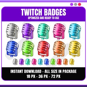 Microphone Twitch Badges for Music Streamers - Melody Loyalty Badges for Twitch, YouTube, Discord, Kick