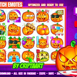 Twitch Emote Mega Pack - Halloween Pumpkin Emotes, Spooky Cute Stream Graphics, Digital Download