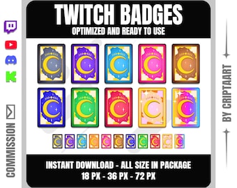 Cute Celestial Sub Badges for Twitch Discord - Cute Moon Star Bit Badges for Kick YouTube - Mystical Soft Witchy Stream Rewards