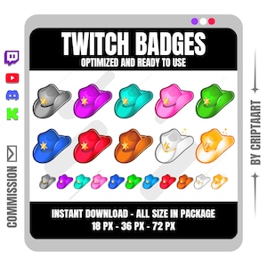Cowboy Hat Sub Badges | Sheriff Star Loyalty Badges | Western Streamer Assets | Twitch Kick Discord YouTube | Wild West Gaming