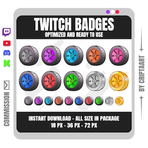 Racing Wheel Sub Badges - 10 Car Tire Bit Badges for Twitch, Discord and Kick