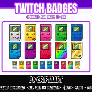 Retro Handheld Console Twitch Badges - Nostalgic Pixel Emblems for Streamers on Twitch, YouTube, TikTok