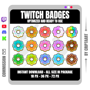 Mochi Donut Sub Badges for Twitch – Kawaii Pastel Food Badges for Kick Discord