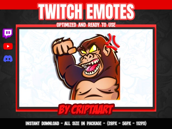 Gorilla Angry Twitch Emote, Big Monkey Rage Sub Emoji, Anime Style