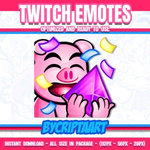 Pig Bits Twitch Emote, Dono Hype, Channel Points - Stream, Discord, Kick, Youtube, Tiktok, Sub Emoji