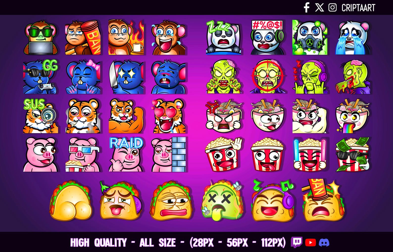 Custom 3 Emotes Bundle Commission for Twitch Discord Kick ...
