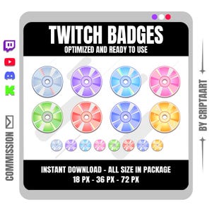 CD Twitch Badges / Compact Disc Discord YouTube Kick / Streamer Disc Jockey Graphics