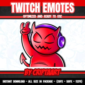 Evil Devil Disco Jam Twitch Emote, listening to Music, Metalhead, Channel Points - Stream, Discord, Youtube, Tiktok