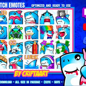 Mega Funny Shark Emote Pack - 20 Hilarious Digital Stickers for Twitch, Discord and streaming fun