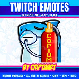Chibi Copium Shark Emote, Funny Meme Sticker, Twitch Discord Kick YouTube, Kawaii Stream Graphics, Cute Shark Icon