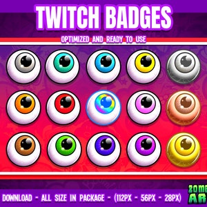 Eyeball Twitch Badges, Creepy eyes Bit Badge, Halloween, Subscriber, Cheers / Streamer Graphics, Discord, Kick, Youtube, Tiktok