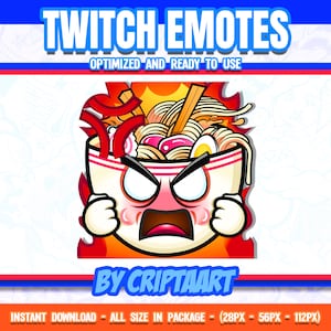 Angry Ramen Twitch Emote, Rage, Channel Points Food - Anime Stream Graphics, Discord, Youtube