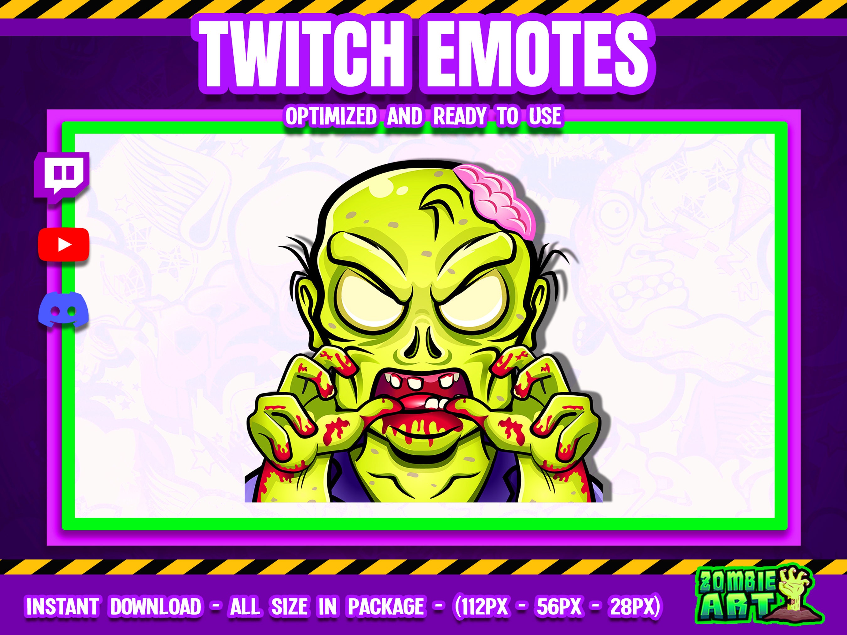 Attacking Zombie Emote, Furious Zombie Monster Sub Emote, Halloween