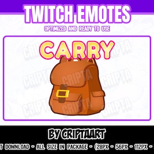 Carry Twitch Emote, Text sub emoji, items for stream, Discord, Youtube, Kick, Tiktok