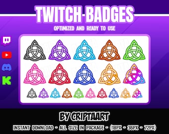 Celtic Knot Twitch Badges, Spiritual Mystic Icons, Discord Kick YouTube, Celtic Stream Graphics, Esoteric Symbol Badges