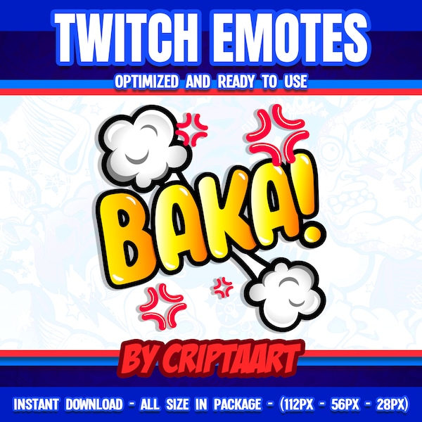 Baka Twitch Emote, anime emoji, otaku words, angry, rage, item for stream, discord, tiktok, kick, youtube