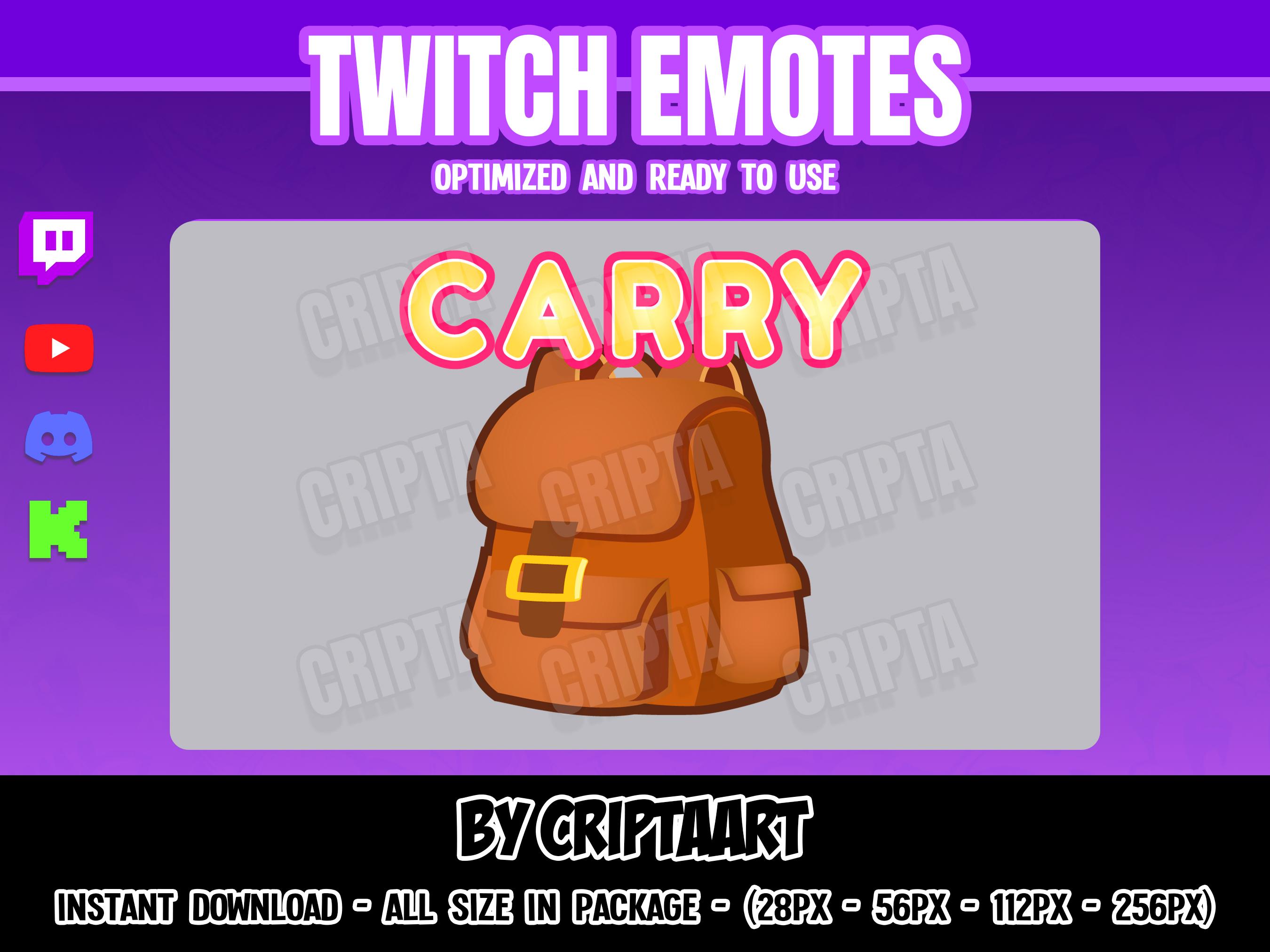 Carry Twitch Emote, Text Sub Emoji, Items for Stream, Discord, Youtube ...