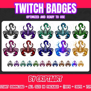 Badge Scorpion Twitch Sub - Bit Badge, premi in punti canale per streamer, Discord, YouTube, Kick