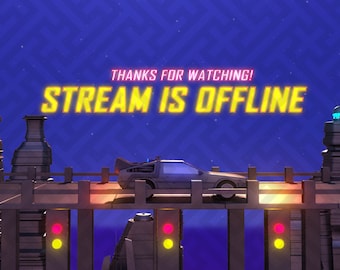 Animated Twitch / Offline Banners / Delorean / Back to the future / Stream Screens / Twitch/ 3 scenes / 3D / Cinema 4D