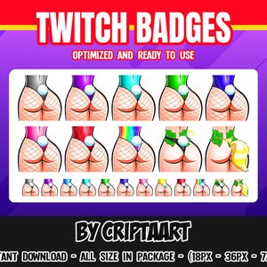 Odznaki Booty Twitch, Odznaki Cute Butt Bit, Twerking, twerk, ogony, stream