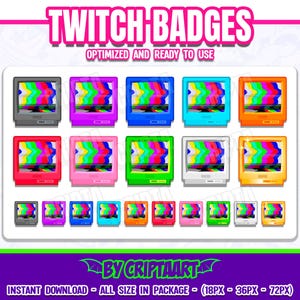 Retro TV Twitch Badges, Vintage Monitor, Vaporwave, Video, Cheers, Subscribers / Streamer Graphics, Discord, Kick, Youtube