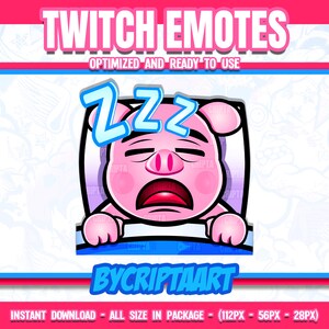Sleeping Pig Zzz Emote - Cute Digital Art for Twitch, YouTube, Discord and more, ready to use