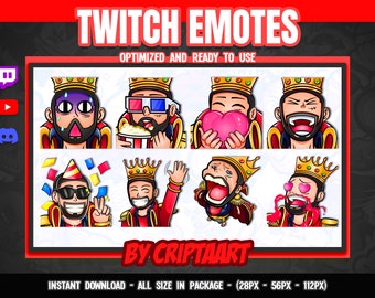 King Twitch Emote, Beard Guy Emojis, Crown, Custom Design, Channel Points - Stream, Kick, Youtube, Discord, Tiktok