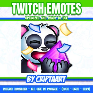 Chibi Panda Bear Twitch Emote, Happy Bit Donation, Hype Train, Subscriber, Channel Points - Stream Graphics