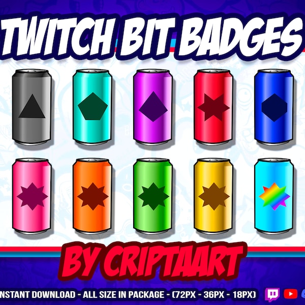 Twitch Bit Badges | Energy Drink Sub/Beat Badges for Twitch | Streamers | Streaming | Soda