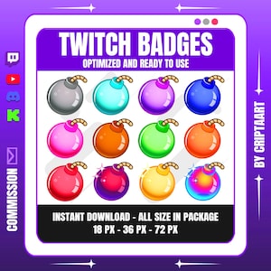 Bomb Sub Badges - Twitch Stream Graphics, Discord, YouTube, TikTok, Kick Gamer Icons