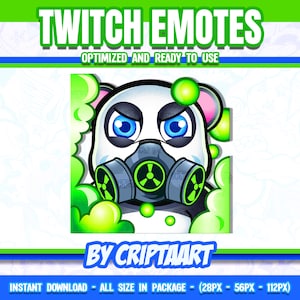 Chibi Panda Gas Mask Twitch Emote - Funny Toxic Vibe Single Emote for Streamers on Twitch, YouTube, TikTok