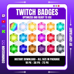 Gem Sub Badges - Gaming Fantasy Twitch, Discord, YouTube Aesthetic