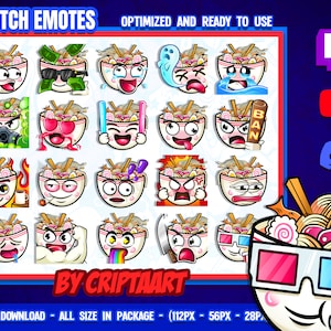 Ramen Twitch Emotes Mega Pack, Japan Food, Kawaii Channel Points, Anime, Subscribers/Stream, Discord, Tiktok, Youtube, Kikck