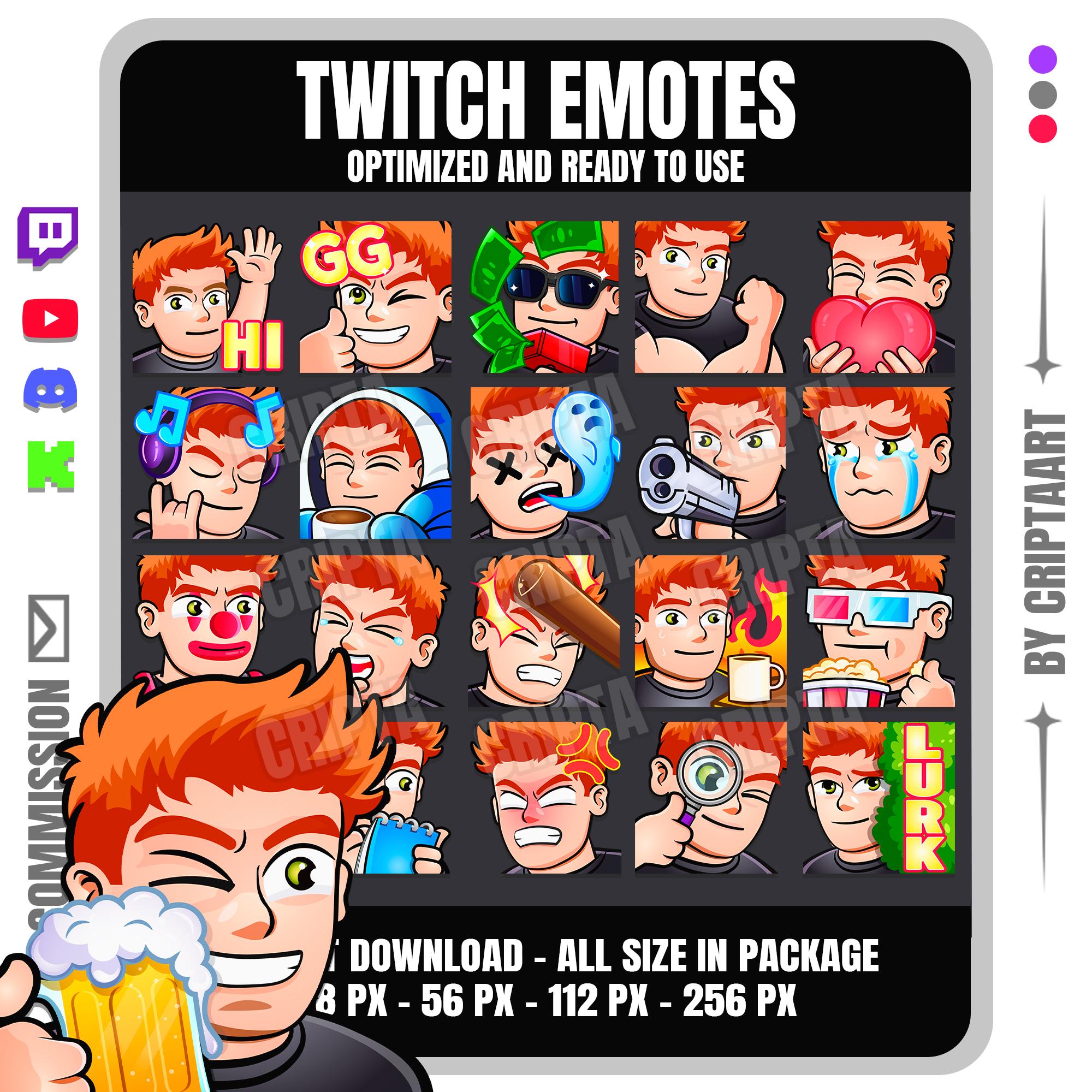 Ginger Hair Guy Twitch Emotes - Boy Mega Pack for Kick Discord Youtube ...