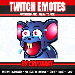 Mouse Laughing Twitch Emote, Rat lol sub emoji, Cute Channel Points / Streaming Graphics, Discord, Kick, Youtube, Tiktok