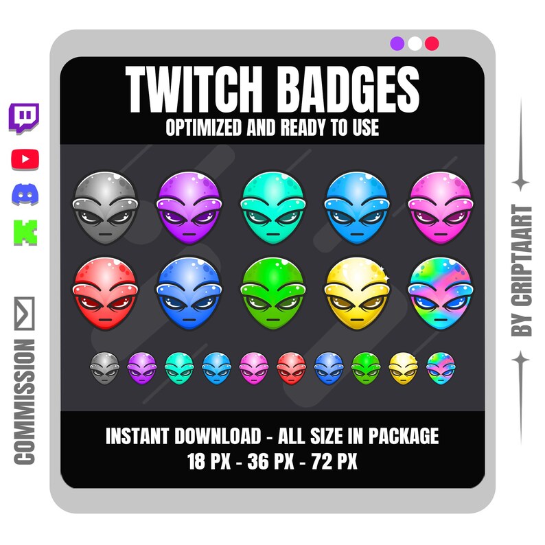 Alien Twitch Sub Badges - Space Stream Graphics for Kick and Youtube - Etsy