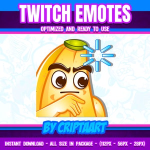 Bananendenkendes Twitch-Emoji, verwirrtes Bananen-Sub-Emoji, Laden, Essen, Gegenstände Stream für Discord YouTube Kick Tiktok