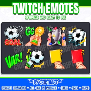 SoccerTwitch Emotes Pack, Sport, Channel Points Fußball-Emoji / Streamer-Grafiken, Discord, Kick, Youtube