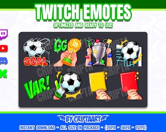 SoccerTwitch Emotes Pack, Sporting, Channel Points football emoji / Streamer Graphics, Discord, Kick, Youtube