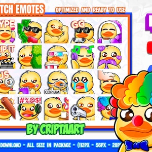 Yellow Duck Twitch Emotes Mega Pack, Cute Channel Points - Stream, Discord, Kick, Youtube, Tiktok