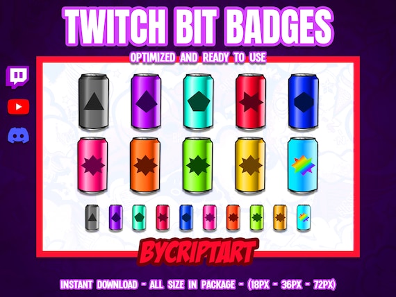 Energy Drink Bit Badges, Gamer Twitch Stickers, Discord Kick