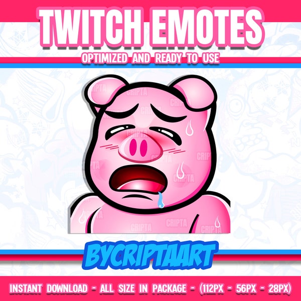 Pig gasm Twitch emote, yes daddy emoji, chibi animals, item for stream, Discord, Tiktok, Youtube