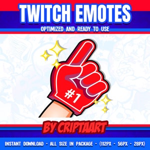 Foam Finger Twitch Emote, Number One, big finger #1, Channel Points / Streaming Graphics, Discord, Youtube, Tiktok