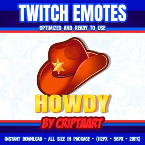 Puede incluir: Un sombrero de vaquero rojo con una estrella dorada en la parte delantera. El texto "Howdy" está escrito en letras doradas debajo del sombrero. El texto "By Criptaart" está escrito en letras negras debajo del texto "Howdy".