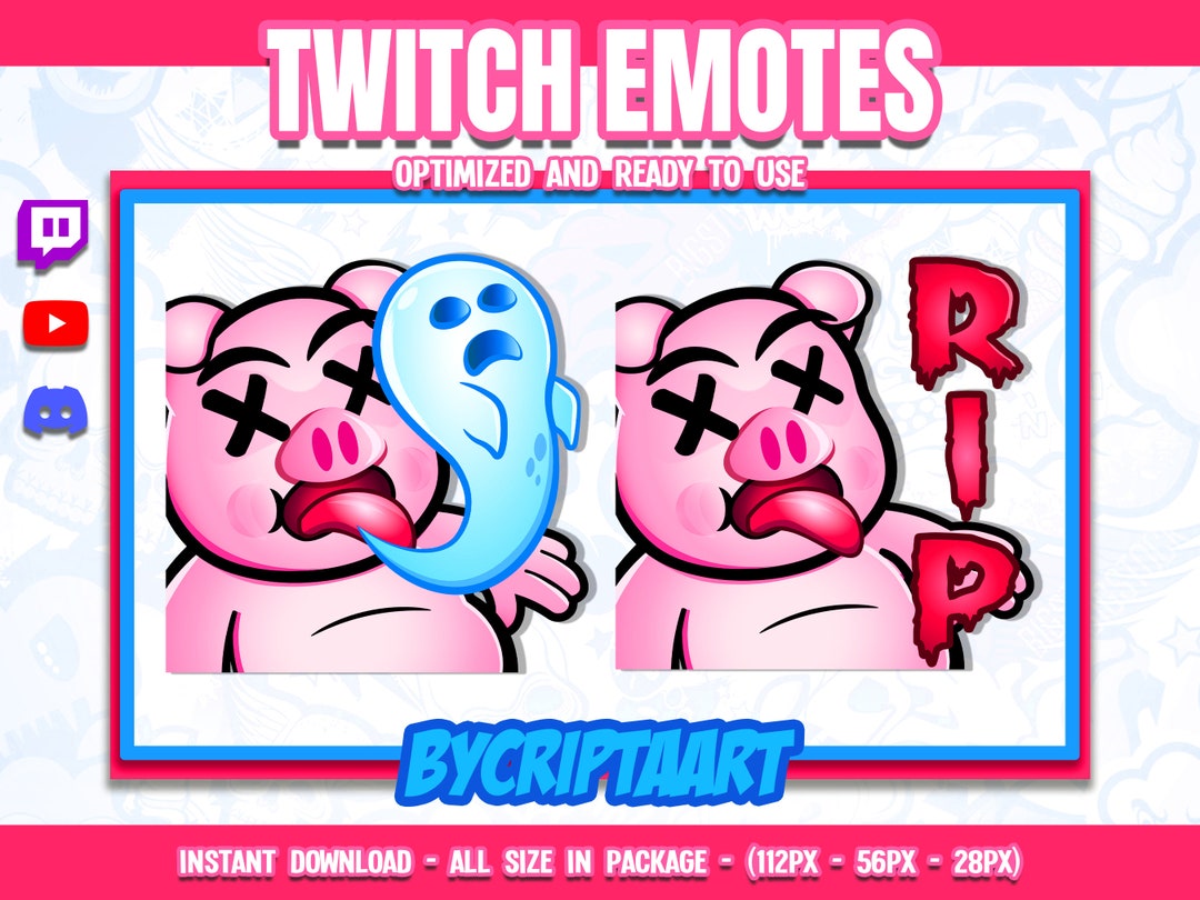 Piggy Rip RIP Piggy Emote - Cute & Funny Kawaii Dead Pig Art for Twitch, Discord ...