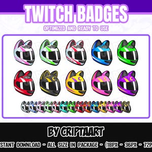 Cat Ear Helmet Twitch Badges, Motorcycle, Aesthetic, Cheers, Subscriber - Stream, Discord, Youtube, Kick, Tiktok
