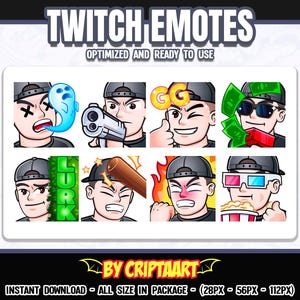 Backwards Hat Guy Twitch Emote Pack, Channel Point Male, Cap / Streamer Graphic, Discord, Tiktok, Youtube, Facebook, P2U