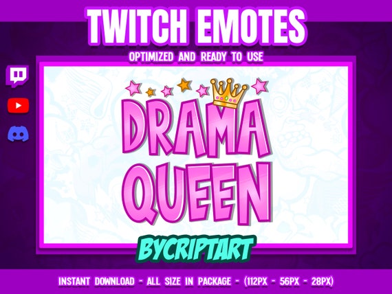 Twitch Emote / Drama Queen Emote / Crown / Text Emote
